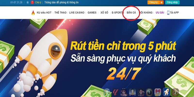 Hướng dẫn các bước truy cập sảnh bắn cá Kubet77